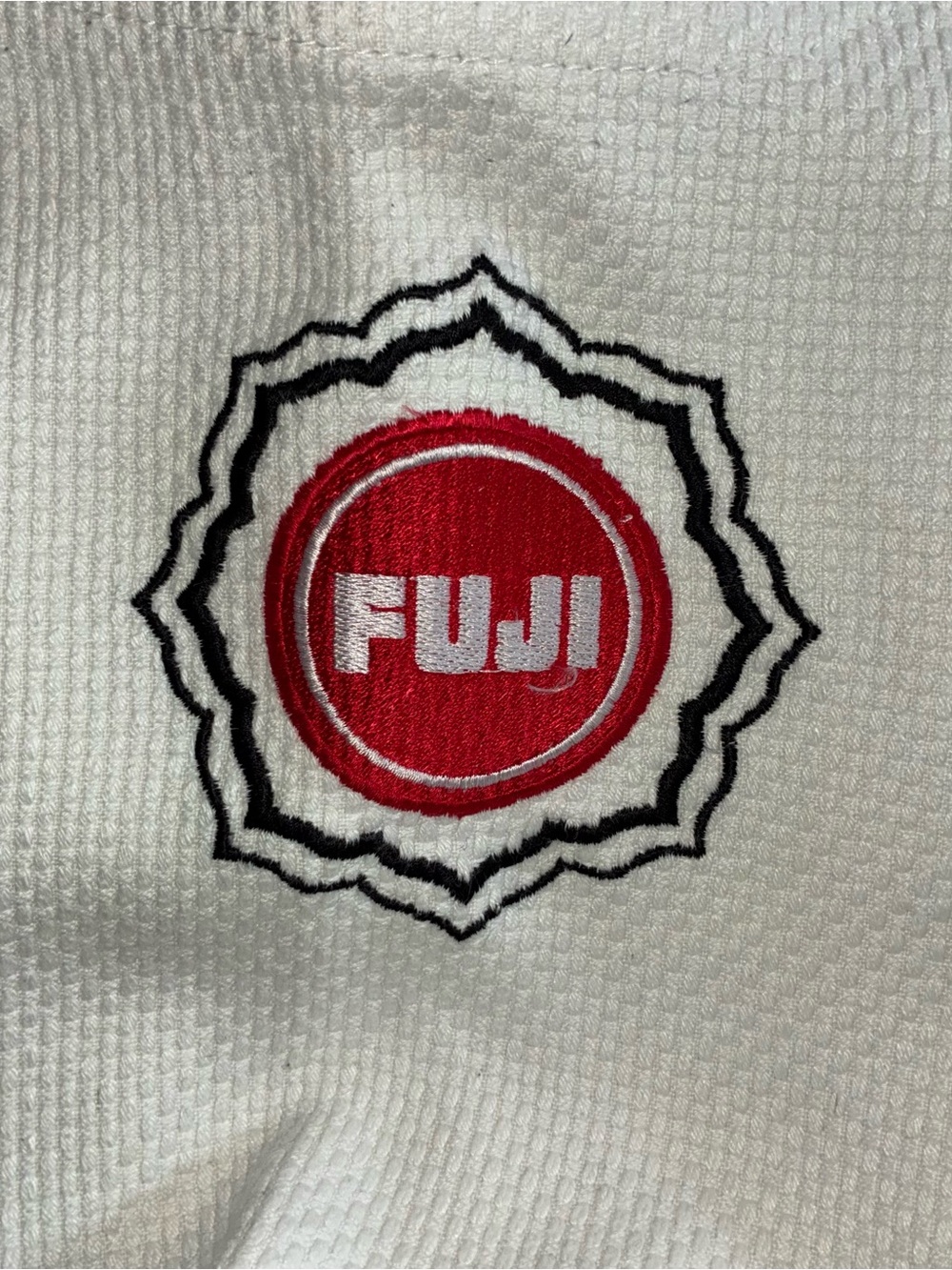 Fuji Judo Dojo White Gi with Black Kanji and Red Logo Patches - Picture 9 of 10